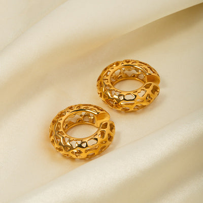 Luna Lace Gold Hoop Earrings