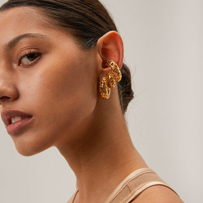 Luna Lace Gold Hoop Earrings