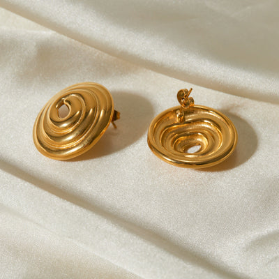 Luxe Spiral Gold Round Earrings