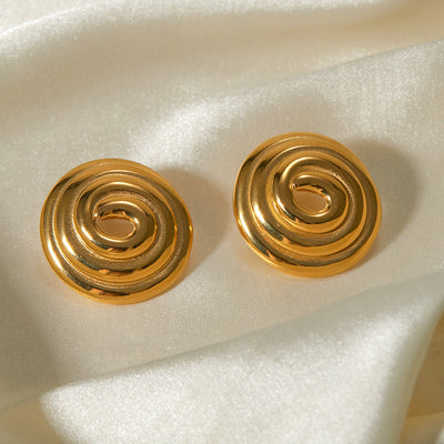 Luxe Spiral Gold Round Earrings