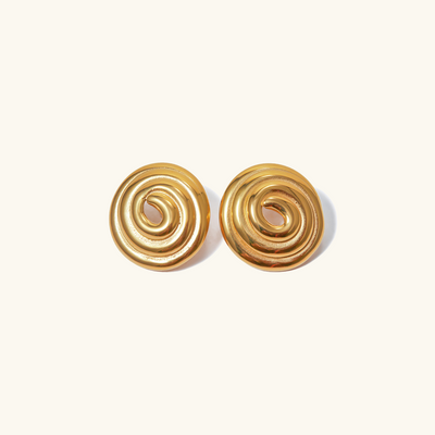 Luxe Spiral Gold Round Earrings