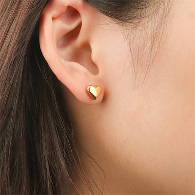 Mila Heart Gold Stud Earrings