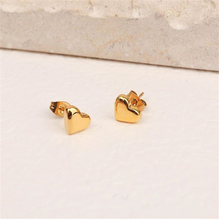 Mila Heart Gold Stud Earrings