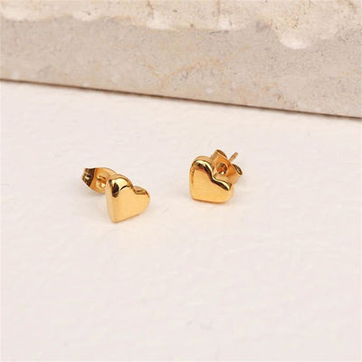 Mila Heart Gold Stud Earrings