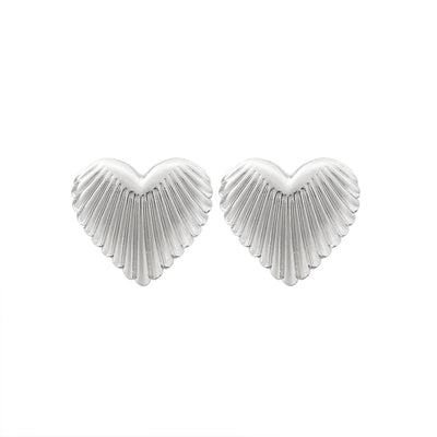 Aurelia Ribbed Heart Statement Earrings