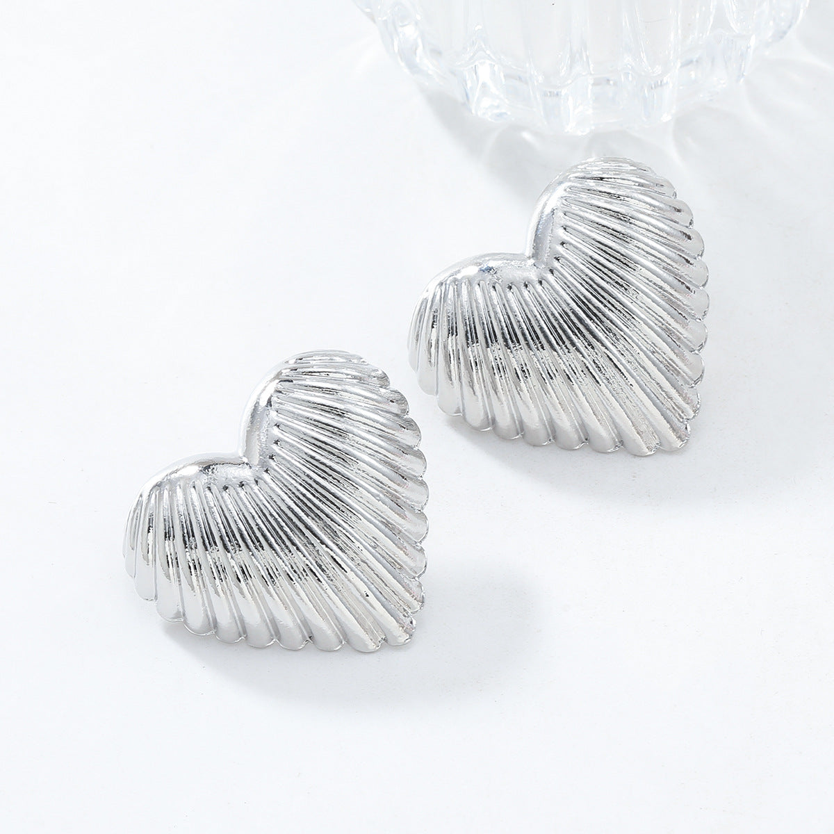 Aurelia Ribbed Heart Statement Earrings