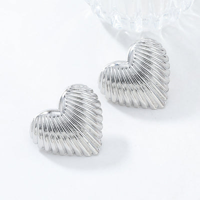 Aurelia Ribbed Heart Statement Earrings