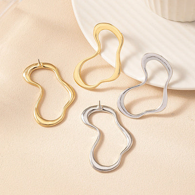 Mira Abstract Wave Open Hoop Earrings