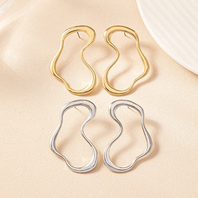 Mira Abstract Wave Open Hoop Earrings