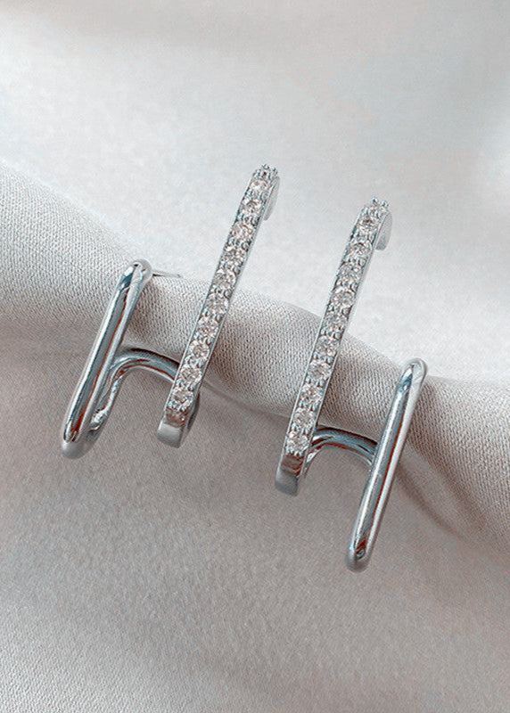 Vestra Dual Band Zircon Earrings