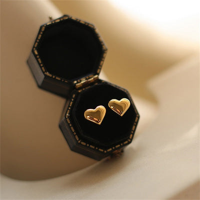 Mila Heart Gold Stud Earrings