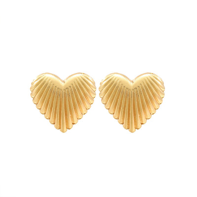 Aurelia Ribbed Heart Statement Earrings