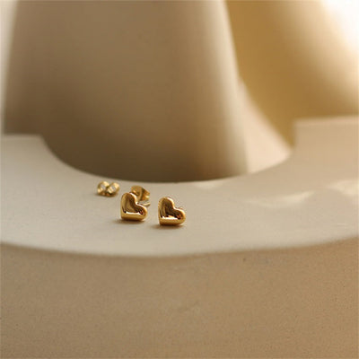 Mila Heart Gold Stud Earrings
