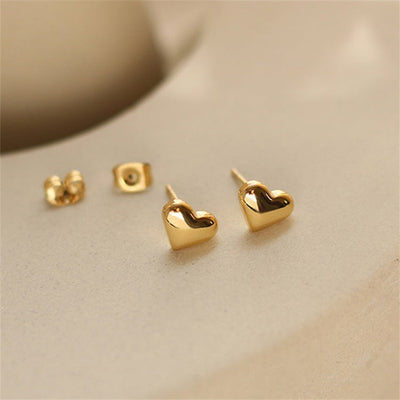 Mila Heart Gold Stud Earrings