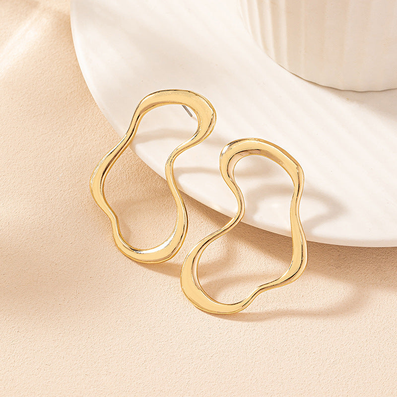 Mira Abstract Wave Open Hoop Earrings