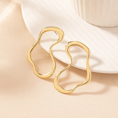 Mira Abstract Wave Open Hoop Earrings