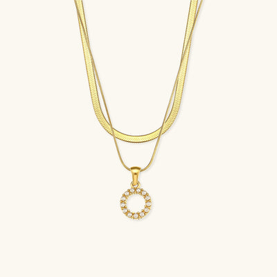 Opal Charm - LayeRed Gold Initial Necklace