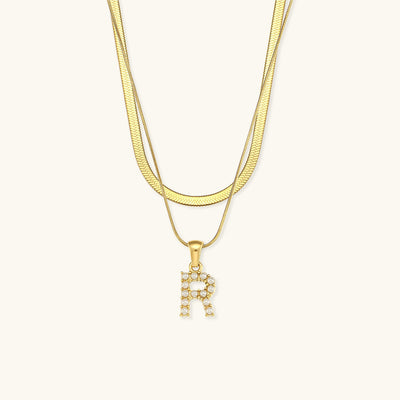 Opal Charm - LayeRed Gold Initial Necklace