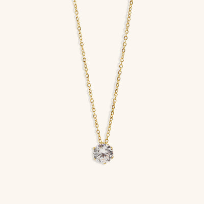 Radiant Solitaire - Gold Necklace