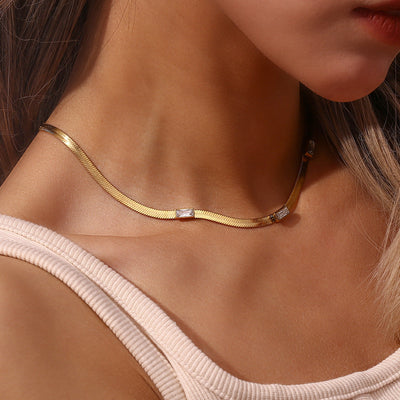 Seraphina Herringbone Gold Necklace