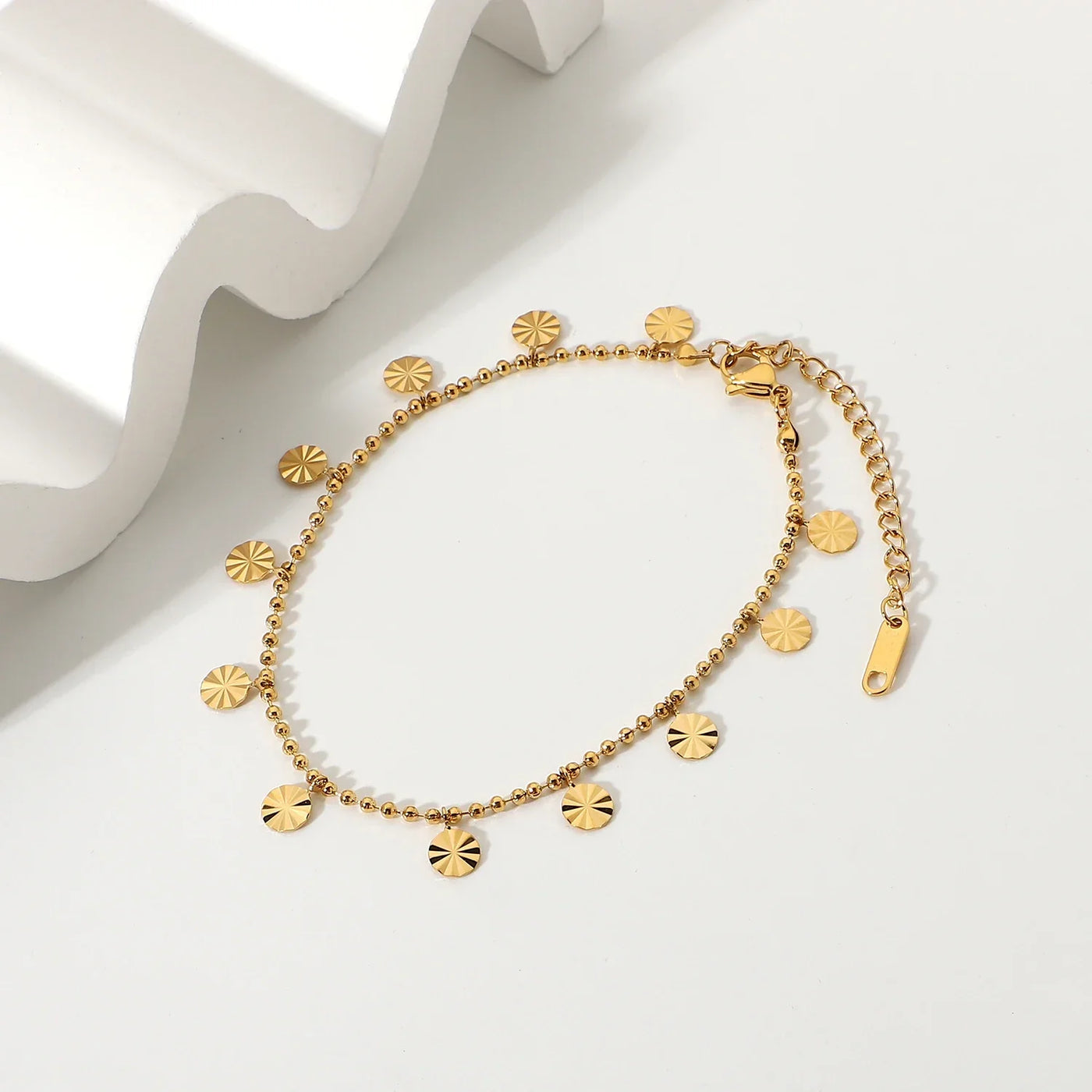 Shimmer Disc Delicate Gold Anklet