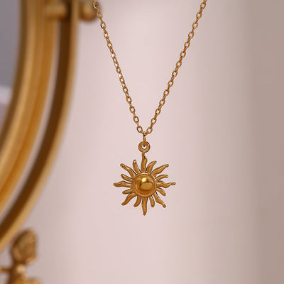 Solar Radiance - Gold Sun Pendant Necklace