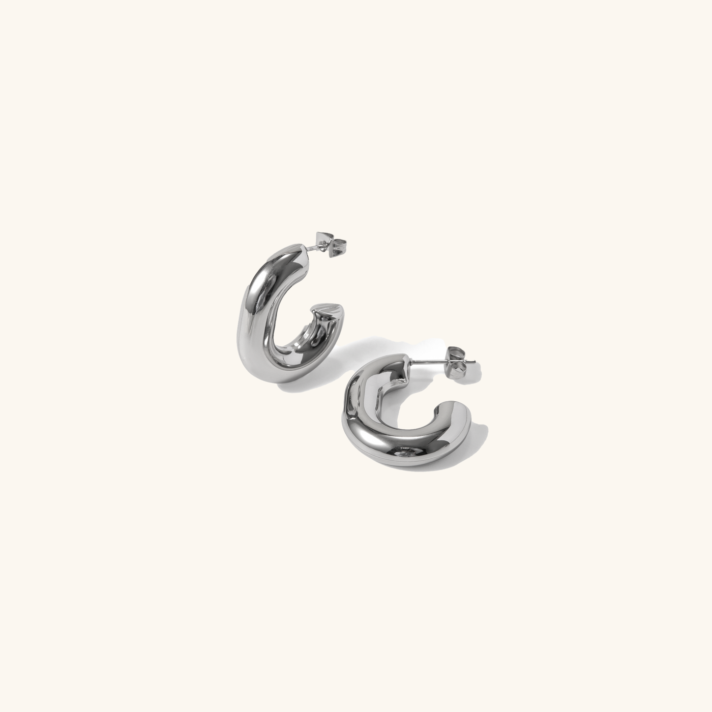 Vega Silver Sculpted Hoop Earrings