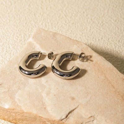 Vega Silver Sculpted Hoop Earrings