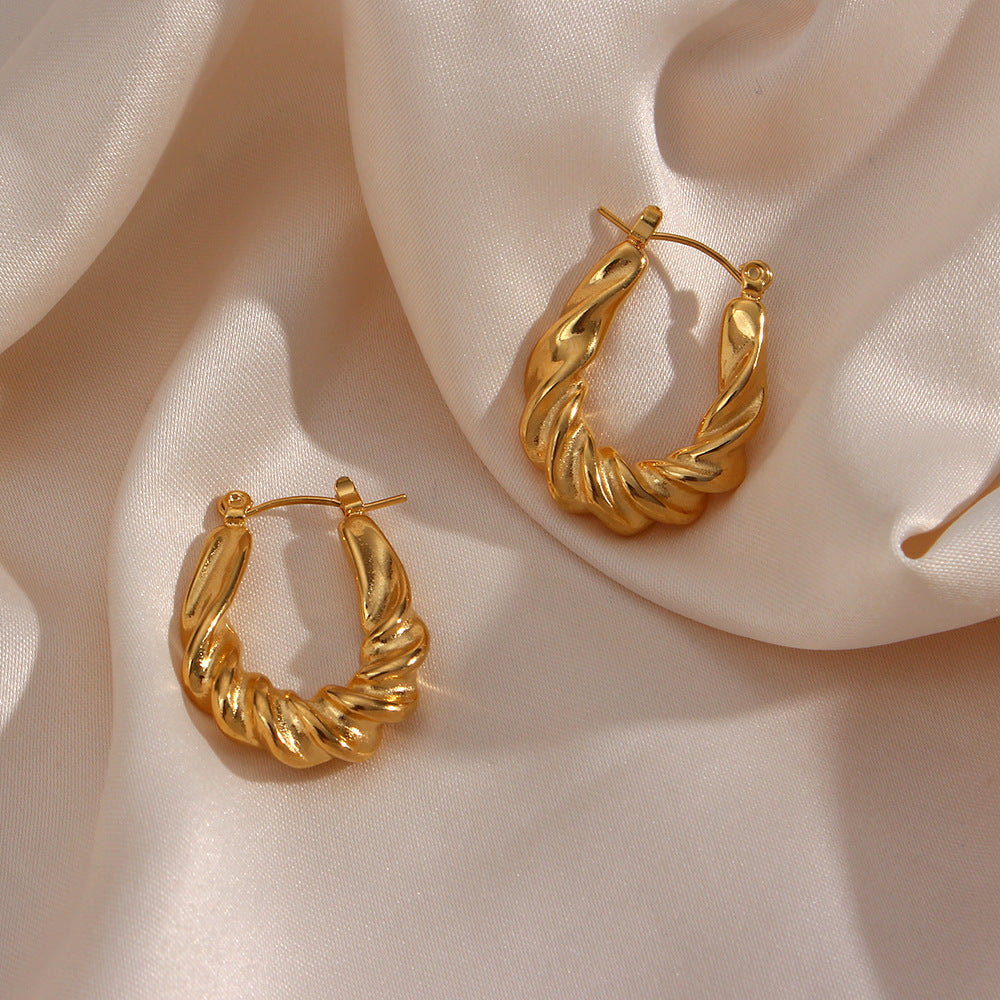 Velora Twist Sculpted Gold Hoop Earrings