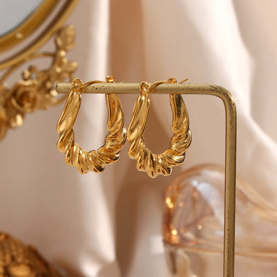 Velora Twist Sculpted Gold Hoop Earrings