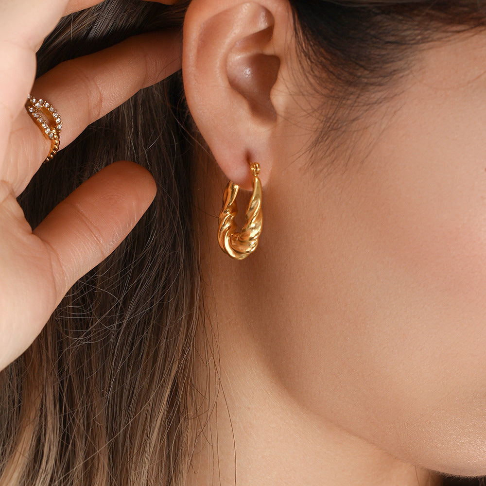Velora Twist Sculpted Gold Hoop Earrings