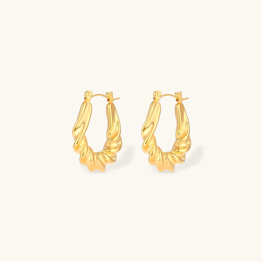 Velora Twist Sculpted Gold Hoop Earrings