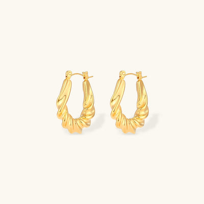 Velora Twist Sculpted Gold Hoop Earrings