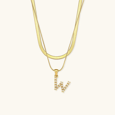 Opal Charm - LayeRed Gold Initial Necklace