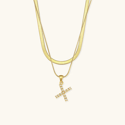 Opal Charm - LayeRed Gold Initial Necklace