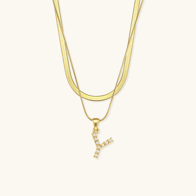 Opal Charm - LayeRed Gold Initial Necklace