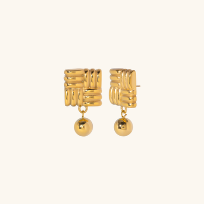Zara Orb Geometric Gold Earrings