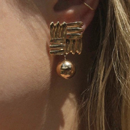 Zara Orb Geometric Gold Earrings